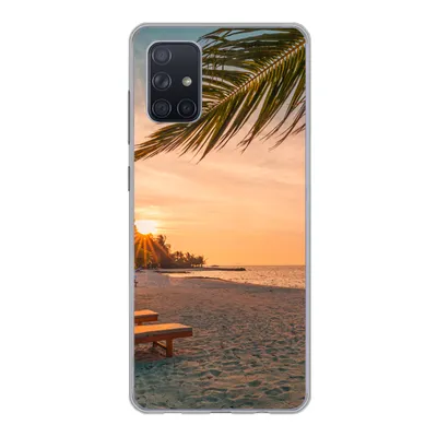 Produktbild von MuchoWow® Handyhülle Schutzhülle Hülle für Samsung Galaxy A51 Strand - Strandkorb - Sonnenuntergang Silikon Softcase Handy Hülle - Schutzabdeckung