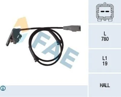 Produktbild von FAE ABS Sensor Raddrehzahl Hinten passend für PEUGEOT 307 CC (3B) 78080