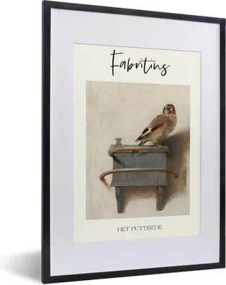 Produktbild von MuchoWow® Gerahmtes Poster Alte Meister - Der Stieglitz - Carel Fabritius 30x40 cm - Poster mit Schwarzem Bilderrahmen Wandposter Rahmen Foto Bilder - Wandposter Schlafzimmer