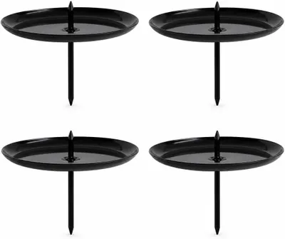 Imagen del producto de Juego de candelabros metálicos - Juego de 4 - Corona de Adviento - Pinzas para velas con espiga - Plato para velas de Adviento