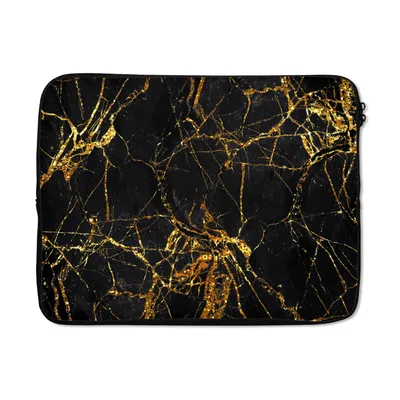 Produktbild von MuchoWow® Laptop Hülle 17 Zoll Laptoptasche Gold - Marmor - Glitzer - Luxus - Zipper - Schutzabdeckung