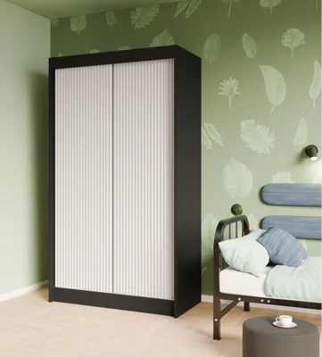 Produktbild von Schwebetürenschrank, 2-türig Kleiderschrank, Moderne Garderobe, Schrank in Größe: 120 x 215 x 61 cm