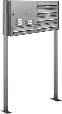 Produktbild von 5er Edelstahl Briefkasten Standanlage Freistehend mit Klingel