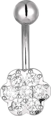 Produktbild von Karisma Edelstahl Bauchnabelpiercing Banana Blume Zirkonia - HB188 - Silber
