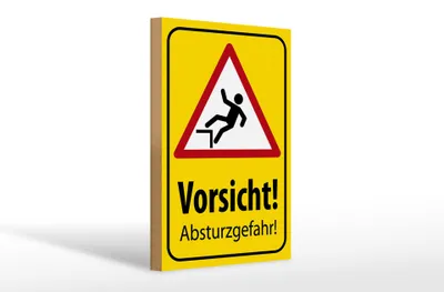 Produktbild von Holzschild Hinweis 20x30cm Vorsicht Absturzgefahr