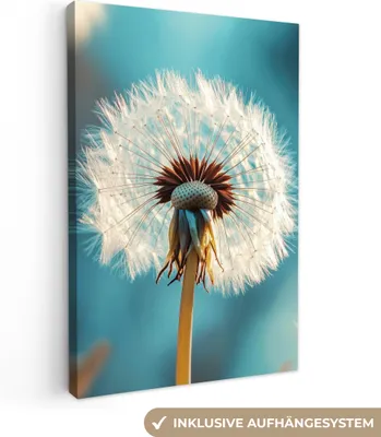 Produktbild von Leinwand Bilder 40x60 cm - Blumen - Löwenzahn - Blau, Wandbilder, Wanddeko Wohnzimmer, Bild