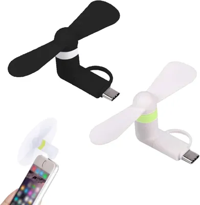 Produktbild von Smartphone Ventilator 2-in-1, Mini-Größe, schwarz und weiß, für unterwegs