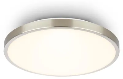 Productafbeelding van LED plafondlamp, 12W, warm wit licht (3000K), geschikt voor bijvoorbeeld een gang, diameter 24cm, metaal, mat nikkel