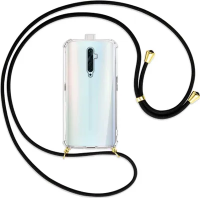 Produktbild von Handykette Backcover-Schutzhülle mit Band (Metall goldfarben) für Oppo Reno2 Z / Reno2 F - schwarz