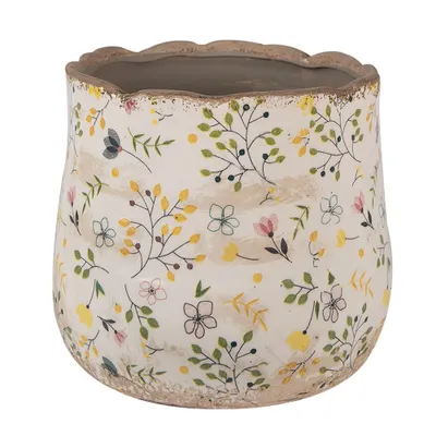 Obrázok produktu pre Clayre & Eef Kvetináč Ø 18x16 cm Béžová žltá Keramické kvety