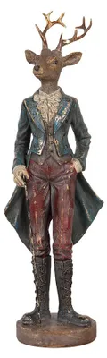Immagine prodotto di Clayre & Eef, statuina decorativa a forma di cervo, 13x12x42 cm, colore marrone, materiale: plastica