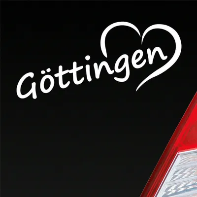 Produktbild von Auto Aufkleber Göttingen Herz Stadt City Liebe Love Heimat 19x8 cm Weiss Glanz Sticker Heckscheibenaufkleber