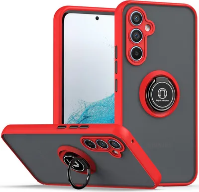 Produktbild von Galaxy A34 5G Hülle, Ring Halter Ständer Matte Transluzent TPU Rahmen Stoßfest Schutzhülle für Samsung Galaxy A34 5G Rot