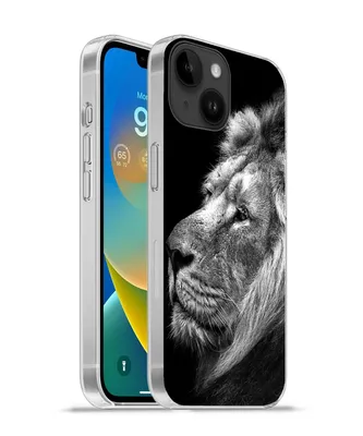 Produktbild von MuchoWow® Handyhülle Schutzhülle Hülle für Apple iPhone 14 - Softcase Löwe vor schwarzem Hintergrund in schwarz und weiß Silikon Softcase Handy Hülle - Mobiltelefonhülle