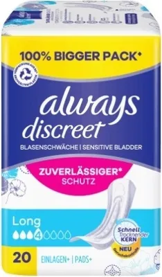 Obrázok produktu pre Always Discreet, hygienické vložky, dlhé, 20 kusov