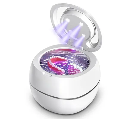 Produktbild von Ultraschallreiniger 48kHz 24W 180ml mit UV-Lampe – Ultraschallbad für Zahnersatz, Retainer, Aligner, Zahnschiene & Schmuck