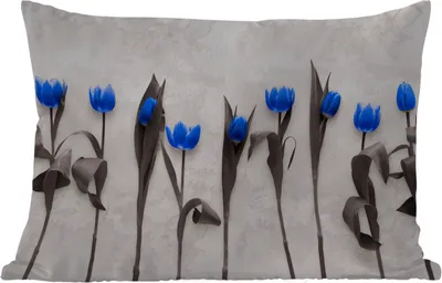 Produktbild von MuchoWow® Outdoor Kissen - Blumen - Tulpen - Blau - 60x40 cm - Wetterfest - Lounge Kissen - Zierkissen - Kissen für Innenräume