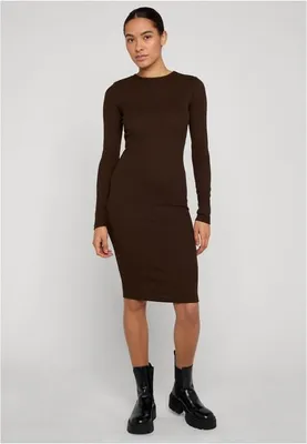 Image de Robe pour femme Urban Classics Ladies Rib Dress marron - XXL