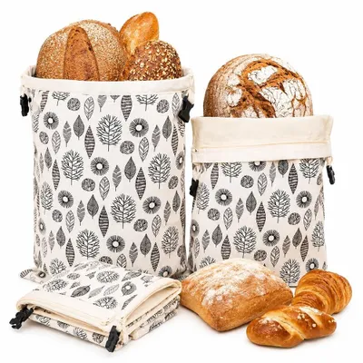 Immagine prodotto di Set di 2 sacchetti riutilizzabili per il pane, realizzati in cera d'api