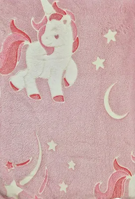 Obrázek produktu pro Mikroplyšová deka svítící ve tmě 150x200cm - pony, jenorožec růžový