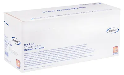 Produktbild von MaiMed® Vlieskompressen steril 4-fach 50 x 5 Stück 7,5 x 7,5 cm
