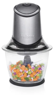 Produktbild von Tristar BL-4019 Zerkleinerer, 1,2 l, Grau, Glas, Edelstahl, Tasten, 400 W