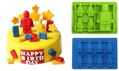Produktbild von GKA 2 Stück Roboter Silikonformen Kinder Silikon Form Backform Silikonform Pralinenform Eiswürfelform Eiswürfel Kuchenform Seifenform Kindergeburtstag