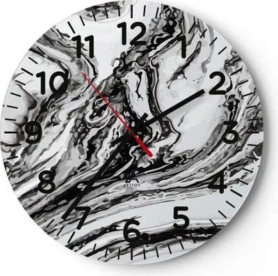 Produktbild von Wanduhr - Rund - Glasuhr - Abstraktion modern - 30x30cm - Schleichendes Uhrwerk - Lautlos - zum Aufhängen bereit - Dekoration Modern - Wanddekoration aus Glas - C4AR30x30-4083