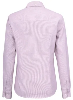 Produktbild von Cutter & Buck - "Belfair" Button-Down-Hemd für Damen ET788 (L) (Burgunderrot/Weiß gestreift)