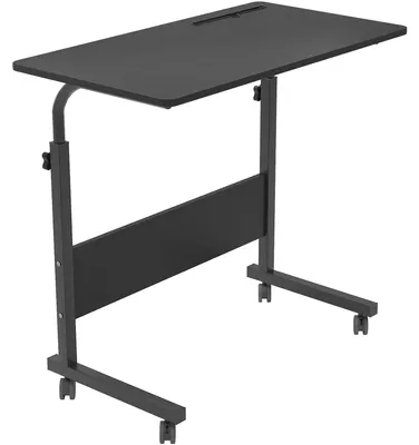 Productafbeelding van Verrijdbare laptopstandaard, in hoogte verstelbare bijzettafel op wielen, 80 x 40 cm, zwart