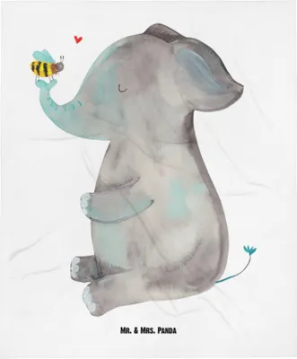 Produktbild von Mr. & Mrs. Panda Kinderdecke Elefant Biene - Weiß - Geschenk, Hochzeitsgeschenk, Schlummerdecke, Fleecedecke, Plaid, Jahrestag, Liebesspruch, Babydecke, Erstlingsdecke