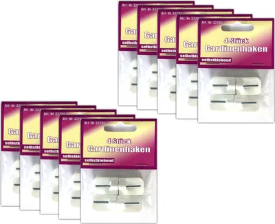 Produktbild von 40er Set Gardinenhaken Selbstklebend Weiss | Gardinen Haken Klebehaken Kunststoff
