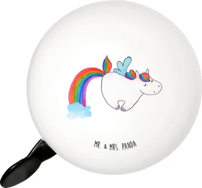 Produktbild von Mr. & Mrs. Panda Klingel Für Fahrrad Einhorn Fliegendes Pferd - Weiß - Geschenk, glocke, Fahrrad-Klingel, Spielen, Erwachsenwerden, Fahrradklingel, Unicorn, Regenbogen