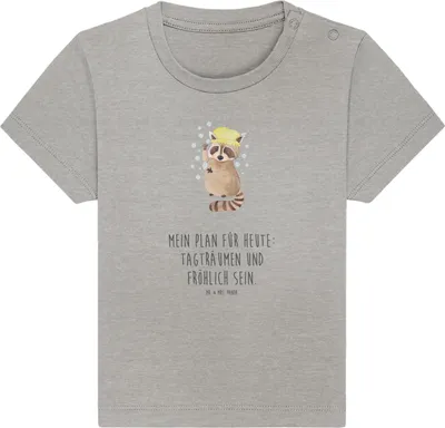Produktbild von Mr. & Mrs. Panda Babyshirt Waschbär 12. - 18. Monat - Heather Grey - Geschenk, Kleinkind Shirt,  T-Shirt, Waschen, Lustige Sprüche, Baby Baumwollshirt, Öko, Plan