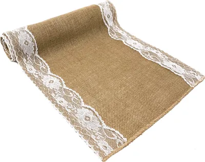 Produktbild von Oblique Unique Jute Tischläufer mit Spitze Tischband Tisch Läufer 270 cm x 30 cm Tischdeko für Geburtstag Party Hochzeit Deko