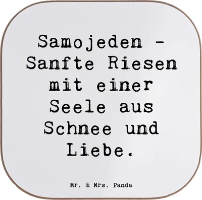 Produktbild von Mr. & Mrs. Panda Untersetzer Tasse Spruch Samojede Liebe - Weiß - Geschenk, Tassen, Tassenuntersetzer, Hund, Samojeden-Lächeln, Hunderassen Charakter, gläseruntersetzer