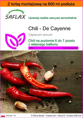 Zdjęcie produktu dla SAFLAX - Garden in the bag - Chili - De Cayenne - 20 Nasiona - Z podłożem uprawowym w praktycznej, samorozkładającej się torbie - Capsicum annum
