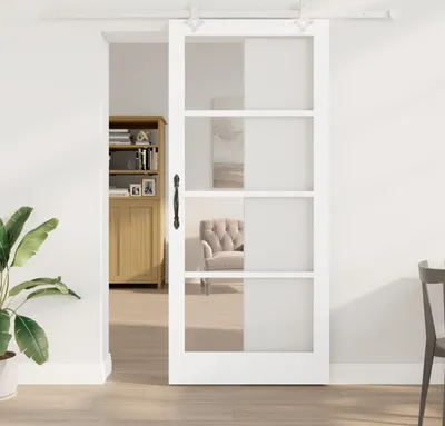Produktbild von Desgin Schiebetür mit Zubehör-Set Weiß 93x211 cm Massivholz Kiefer - Haustüren 3332262