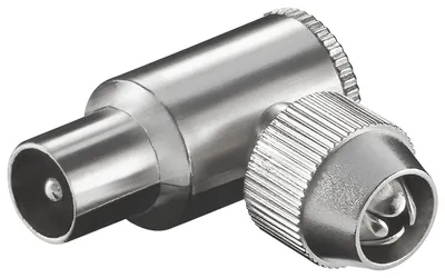 Immagine prodotto di goobay Koaxial Winkel Stecker Metall 9,5 mm mit Schraubbefestigung (Bulk)