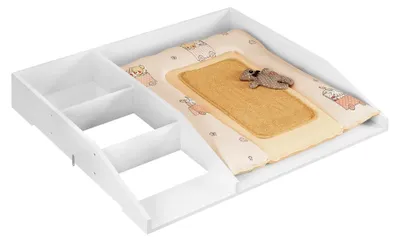 Produktbild von Wickelaufsatz mit Trennfach und Sicherheitsgurt, geeignet für Kommoden mit einer Tiefe von 47,5–50 cm und einer Breite ab 80 cm, Maße 80 x 13,5 x 74,5 cm, Weiß