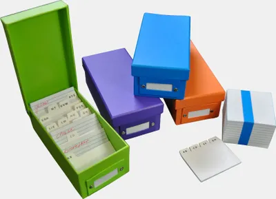 Produktbild von 3x Lernbox Karteikasten DIN A8 / 3 verschiedene Farben + 1200 Karteikarten