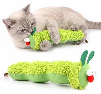 Imagen del producto de Juguetes de hierba gatera, peluche con forma de oruga, 2 unidades, para el juego de los gatos
