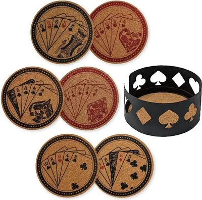 Immagine prodotto di 6 supporti decorativi per bevande e bicchieri, in metallo nero