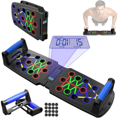 Produktbild von Liegestützbrett Liegestützgriffe Push-up-Board - 26-in-1 - Farbcodiert - Faltbar
