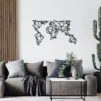 Obrázek produktu pro Wallity, kovová mapa světa, dekorace na zeď, černá, kov, 100 x 59 cm