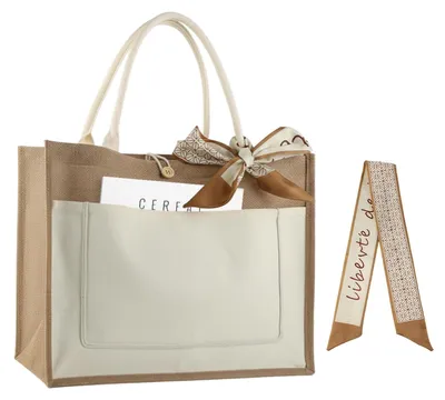 Productafbeelding van Omgoods - Grote Jute Shopper met Katoenen Handvat, Herbruikbaar