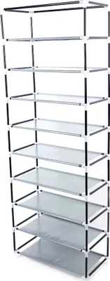 A tall, multi-tiered shoe rack.