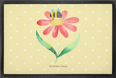 Produktbild von Mr. & Mrs. Panda Türvorleger Hummel Blume 50 x 75 cm - Gelb Pastell - Geschenk, Schmutzfangmatte, Lustige Sprüche, Biene, Hummeln, Eingangsmatte, Schmutzmatte, fußmatte