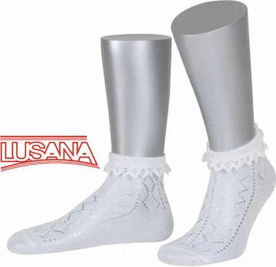 Lusana Ajoursöckchen mit Spitze in weiß