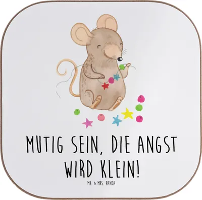 Produktbild von Mr. & Mrs. Panda Untersetzer Angst überwinden - Weiß - Geschenk, Vertrauem, Tassenuntersetzer, Tischschoner, Tapferkeit, Selbstvertrauen, inspirierend, Trost, Tasse, Mut